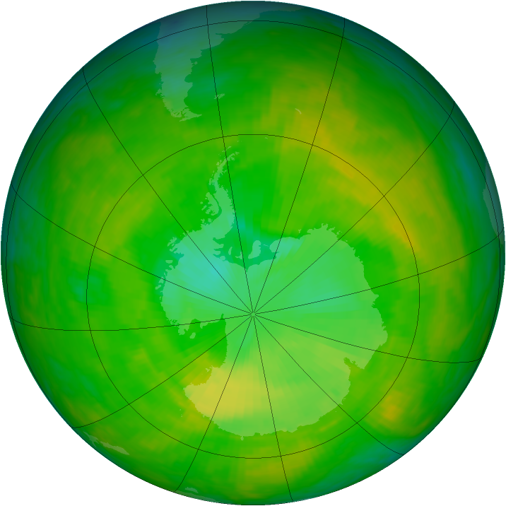Antarctic ozone map for 02 December 1991